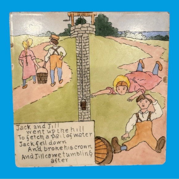 Other - Vintage Ceramic Tile Trivet Jack and Jill Went Up The Hill Nursery Rhyme